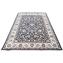Beautiful Home Décor 6x9 Feet Kashmiri Design Soft Thick Silk Carpet for Living Room (Blue, 180 x 270 Cm)