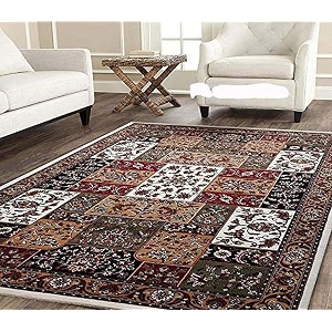 kashmiri traditional design wool amp wool blend carpet with 12 mm pile height 6x9 feet ivory colour