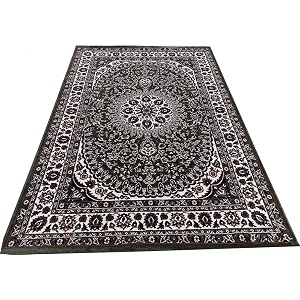 kashmiri traditional design wool amp wool blend carpet with 12 mm pile height 9x12 feet green colour