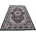 Kashmiri Traditional Design Wool &amp; Wool Blend Carpet with 12 MM Pile Height 4x6 Feet Blue Colour