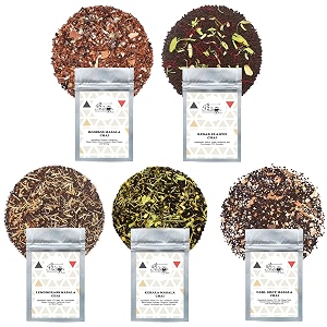the indian chai  masala tea sampler 5 teas chai tea loose leaf masala variety pack diwali gift box 50g