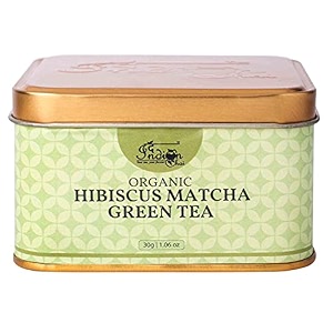 the indian chai - organic hibiscus matcha green tea powder 30g premium second harvest culinary grade helps reduce blood sugar levels and promotes weight loss