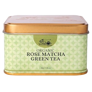 the indian chai - organic rose matcha green tea powder 30g makes immune system stronger eases sore throat relieves stress benefits skin
