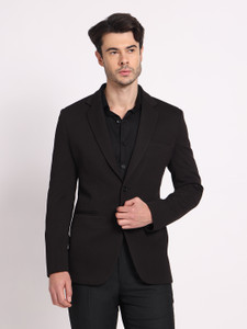indian crown men self design single breasted festive  wedding blazer black