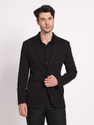 INDIAN CROWN Men Self Design Single Breasted Festive & Wedding Blazer (Black)