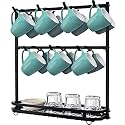 INDIAN DECOR 38546 Large Coffee Mug Holder Stand Countertop for 14 Mugs, 2 Tier Counter Mug Display Storage, Metal Wire Tea Cup Holder for Coffee Station Kitchen Organizer, Not Included Mugs