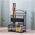 INDIAN DECOR. 567762 Umbrella Stand/Rack/Holder, Metal Wrought Iron Umbrella Storage Bucket, for Home Business Hotel Lobby, Anti-Rust (Color : Black, Size : Large)