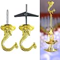 Indian Discovery® Antique Decorative Swag Ceiling Hooks for Hanging Plants, Metal Wall/Ceiling Brackets for Hanging Planters, Lanterns, Windchimes, Bird Feeders, Hang Pots (Royal Brass: Set of 2)