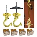 Indian Discovery® Antique Decorative Swag Ceiling Hooks for Hanging Plants, Metal Wall/Ceiling Brackets for Hanging Planters, Lanterns, Windchimes, Bird Feeders, Hang Pots (Royal Brass: Set of 8)