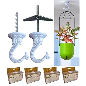 indian discovery antique metal plant hanger wall hanging plant hook for indoor outdoor plants windchimes planters diyas lanterns hanging baskets ornaments string lights pearl white set of 8
