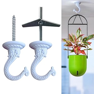 indian discovery antique metal plant hanger wall hanging plant hook for indoor outdoor plants windchimes planters diyas lanterns hanging baskets ornaments string lights pearl white set of 2