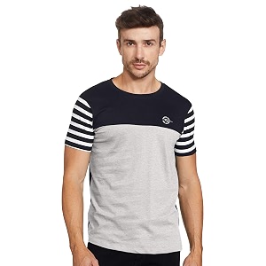 the indian garage co men39s cotton slim fit striped round neck tshirt