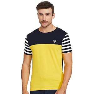 the indian garage co men39s cotton slim fit striped round neck tshirt