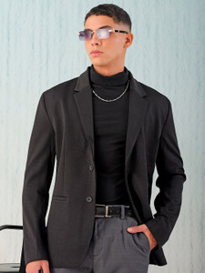 the indian garage co solid single breasted casual men blazer