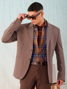 the indian garage co solid single breasted casual men blazer