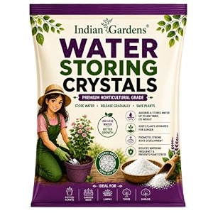 indian gardens - water storing crystals for plants  250 grams super absorbent hydrogel water retaining crystals  reduces watering frequency  soil moisture booster for indoor amp outdoor plants