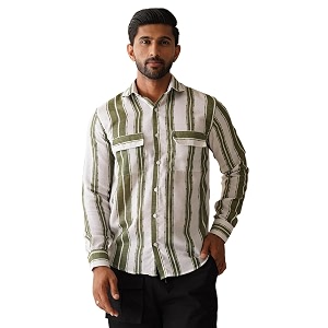 Indian Needle Mens Striped Regular Fit Shirts