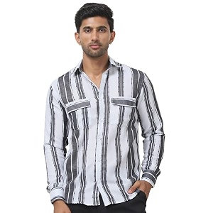Indian Needle Mens Striped Regular Fit Shirts