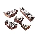 Indian Pattern Bird and Border Wooden Blocks for Printing (Set of 5)