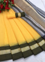 INDIAN PEHNAWA Embellished Bhagalpuri Chanderi Saree (Yellow)