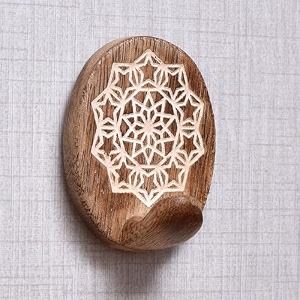 indian-shelf 24 wooden adhesive wall hooks for keys hats bags