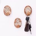 Indian-Shelf 3 Self Adhesive Mandala Wooden Wall Hooks with 6 Strips