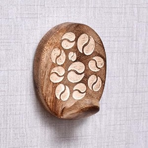 indianshelf 6 piece wood adhesive decorative wall hooks for hanging coats keys towels hat leash- white brown boho sticky wood towel hooks for bathrooms 12 strips included