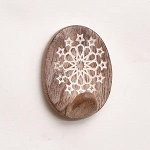 indian-shelf 6 piece wooden adhesive wall hooks for keys bags hats