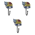 Indian-Shelf 3 Piece Ceramic Elephant Wall Hooks for Bags Coats & Keys