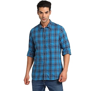 Indian Terrain Mens Checkered Slim Fit Shirt