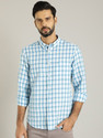 INDIAN TERRAIN Men Checkered Casual Blue Shirt