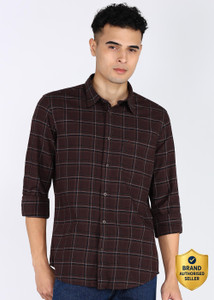 INDIAN TERRAIN Men Checkered Casual Brown Shirt