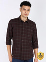INDIAN TERRAIN Men Checkered Casual Brown Shirt