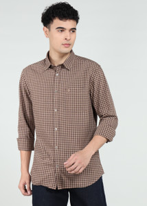 INDIAN TERRAIN Men Checkered Casual Khaki Shirt