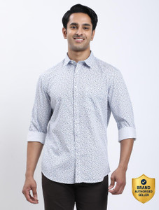 INDIAN TERRAIN Men Printed Casual White Shirt
