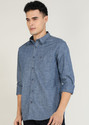 INDIAN TERRAIN Men Solid Casual Blue Shirt