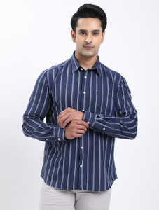 INDIAN TERRAIN Men Striped Casual Dark Blue