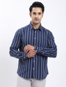 INDIAN TERRAIN Men Striped Casual Dark Blue
