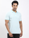 INDIAN TERRAIN Striped Men Polo Neck Blue