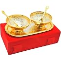 IndianCraftVilla Handmade Occasion gifts silver gold plated unique bowl set with comes with gift pack use for Dry Fruits, gifting purposes on Wedding Aniversary Diwali Christmas Occasion, 0.1 liter