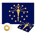 Indiana Flag 3x5 FT Outdoor, IN Flag Embroidered Torch Heavy Duty Outside