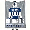 Indianapolis Throw Blanket Personalized Name and Number Gifts for Men Women Kids Flannel Tapestry