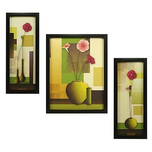 indianara 3 pc set of floral paintings without glass 52 x 125 95 x 125 52 x 125 inch