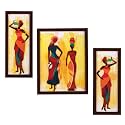 Indianara 3 Pc Set Of Still Life Paintings Without Glass 5.2 X 12.5, 9.5 X 12.5, 5.2 X 12.5 Inch (6 X 13, 10.2 X 13, 6 X 13 INCH, Brown)
