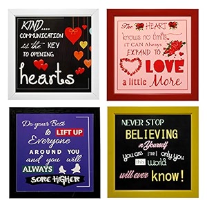 indianara 4 piece set of framed wall hanging motivational quotes art prints 2057 95 inch x 95 inch without glass