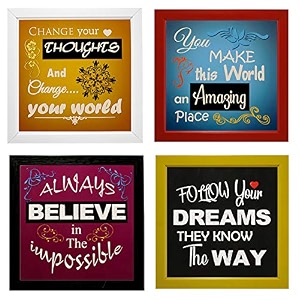 indianara 4 piece set of framed wall hanging motivational quotes art prints 2056 95 inch x 95 inch without glass