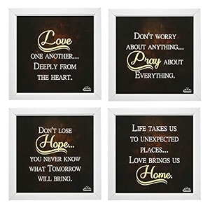 indianara 4 piece set of framed wall hanging motivational quotes art prints 2051 95 inch x 95 inch without glass