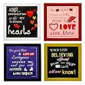 Indianara 4 Piece Set of Framed Wall Hanging Motivational Quotes Art Prints (2057) 9.5 inch X 9.5 inch Without Glass