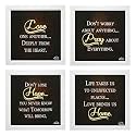 Indianara 4 Piece Set of Framed Wall Hanging Motivational Quotes Art Prints (2051) 9.5 inch X 9.5 inch Without Glass
