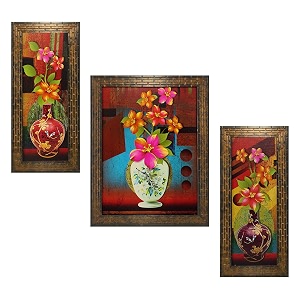 indianara set of 3 floral paintings 1674 without glass 52 x 125 95 x 125 52 x 125 inch